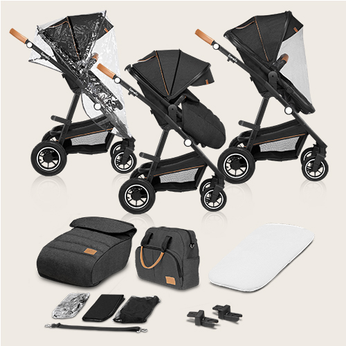 lionelo Amber 2 w 1 Black Silver — Wózek wielofunkcyjny